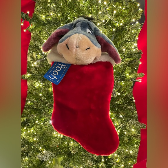 Vintage Disney Winnie The Pooh Eeyore 3D Plush Christmas Hanging Stocking NWT - Picture 2 of 5